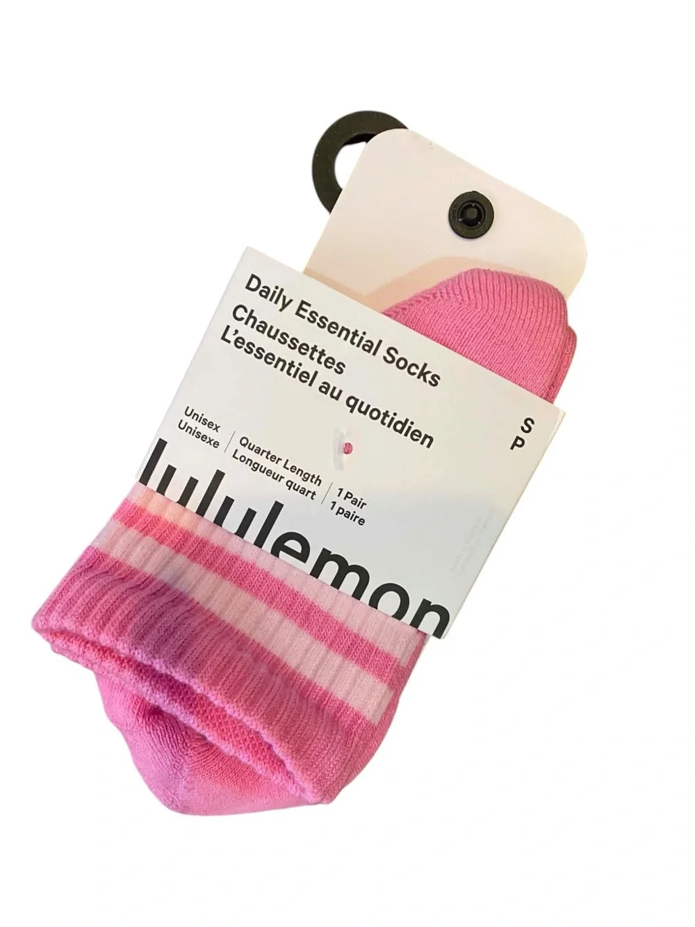 NWT Lululemon Daily Esstential Socks PINK FLARE Size Small One Pair